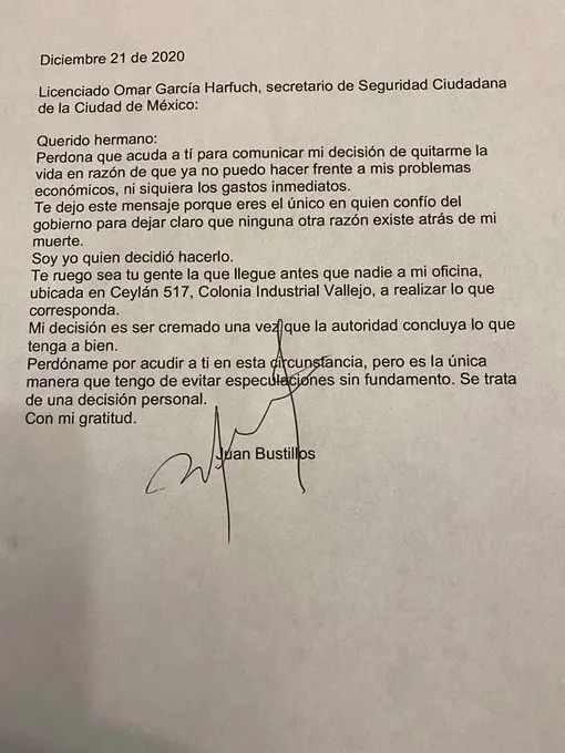 Carta póstuma FOTO: Redes Sociales