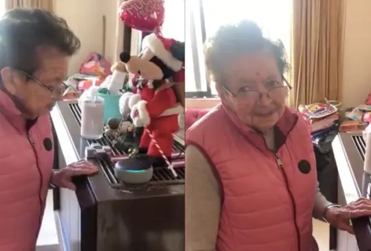 Abuelita recibe dispositivo Alexa de regalo y enternece su reacción