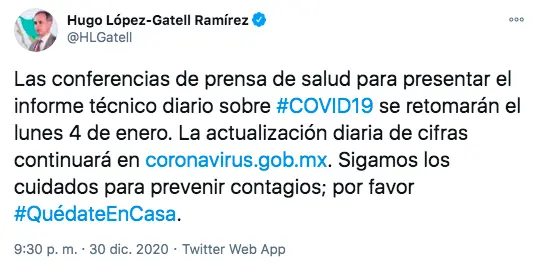 El subsecretario López-Gatell pidió a los ciudadanos quedarse en casa para evitar contagios.