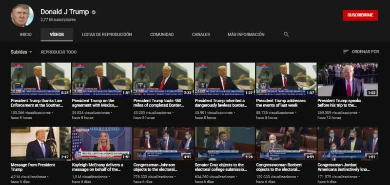 Los últimos videos fueron en su visita al muro fronterizo