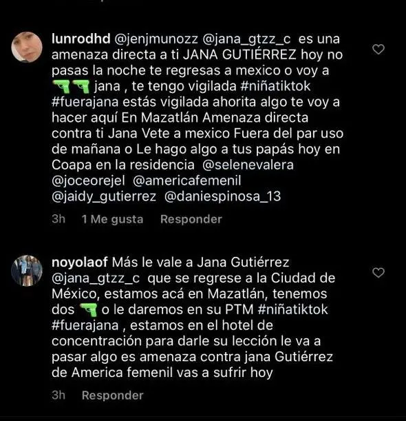 Amenazas contra Jana Gutiérrez