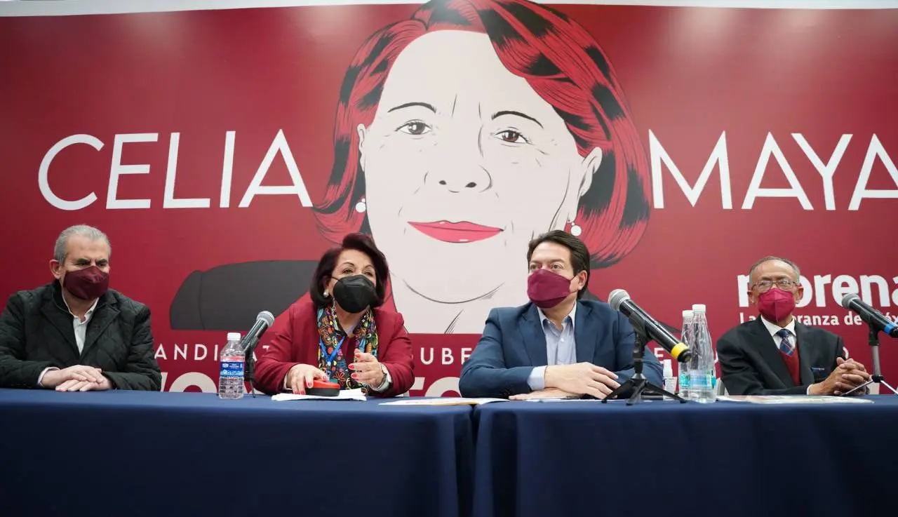 Celia Maya junto a Mario Delgado, dirigente nacional de Morena FOTO: @PartidoMorenaMx