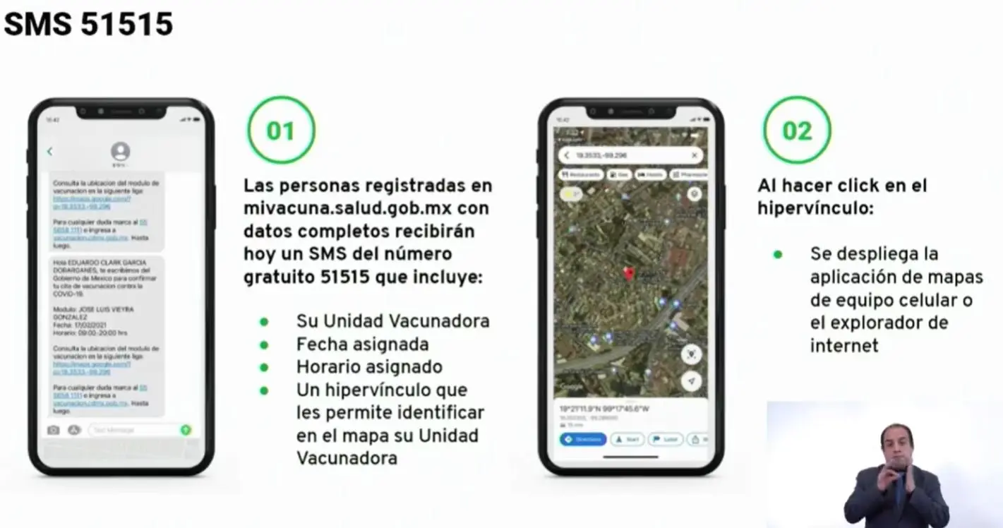 Así será el mensaje de texto que recibirás para confirmar tu cita.