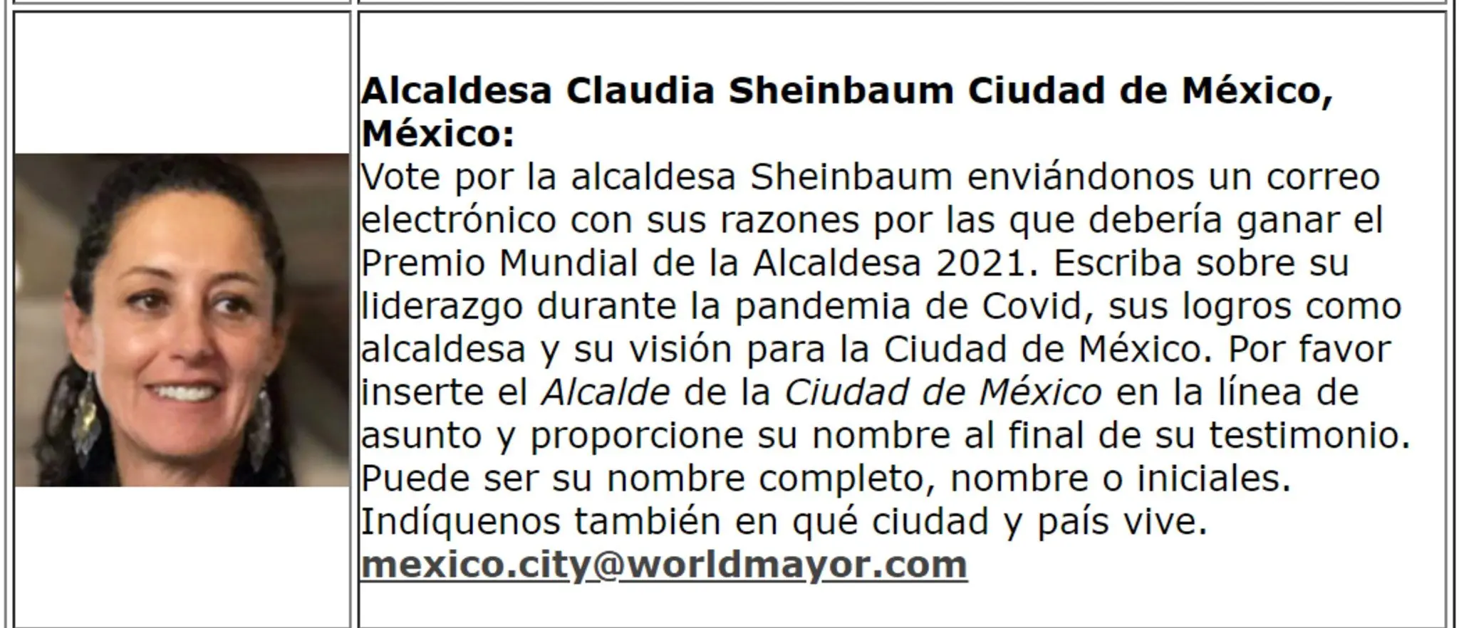 FOTO: Página oficial ALCALDE MUNDIAL 2021