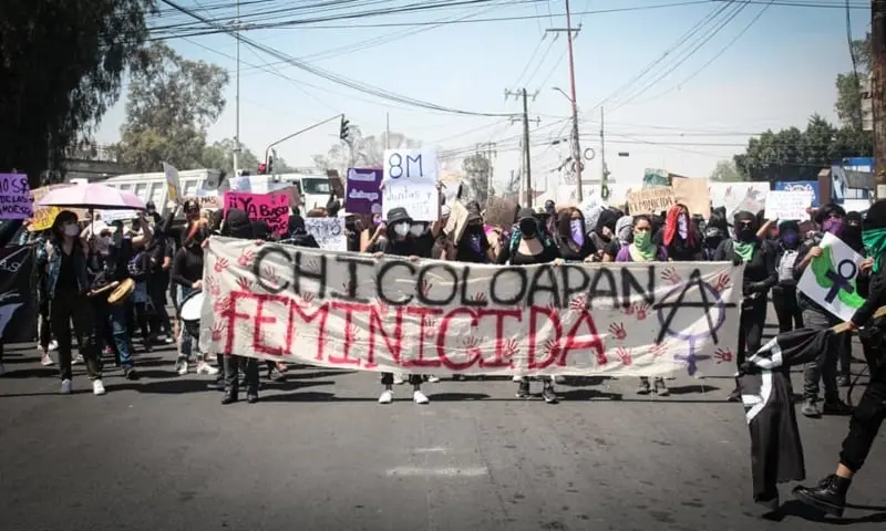 Mujeres exigen un cese la violencia feminicida (FB: Mujeres Feministas Organizadas Chicoloapan)