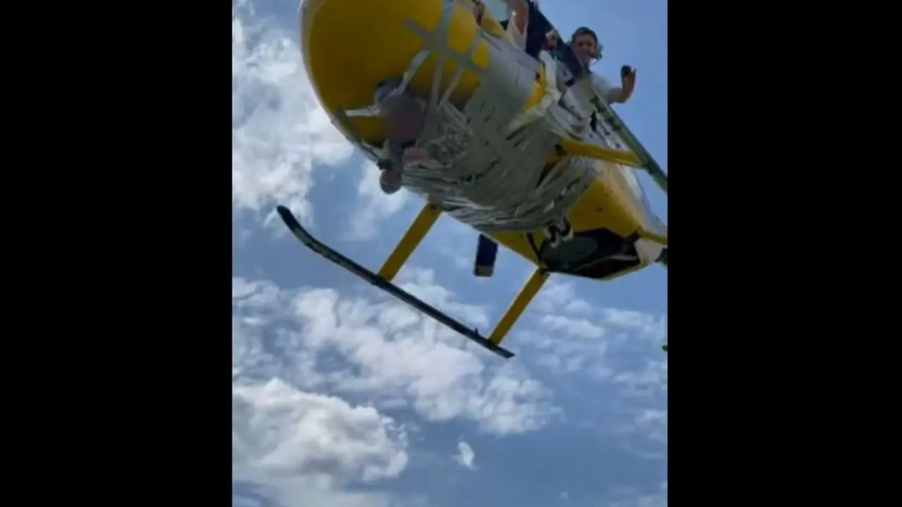 Youtuber amarra con cinta a hombre a un helicóptero. Foto: captura de pantalla.