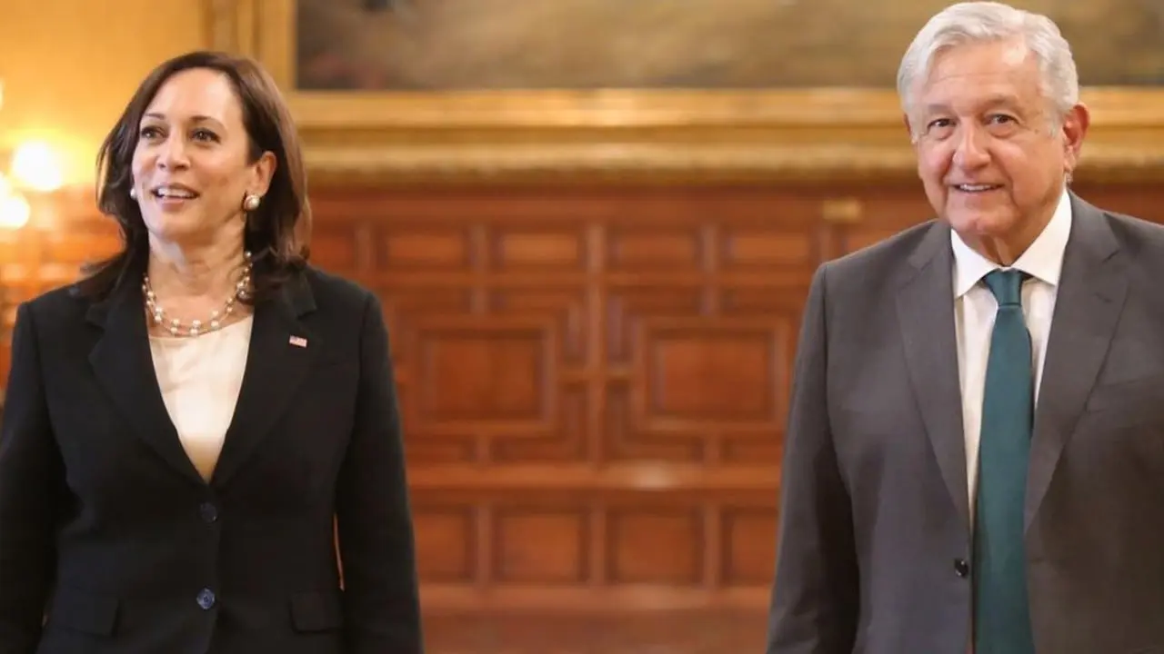 Kamala Harris pidió a AMLO dejar trabajar a las ONG y a la prensa. Foto: Presidencia.