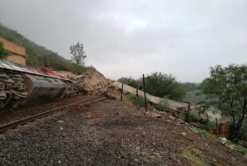 Uno de los vagones cayó sobre un terreno de agaves (@vialhermes)