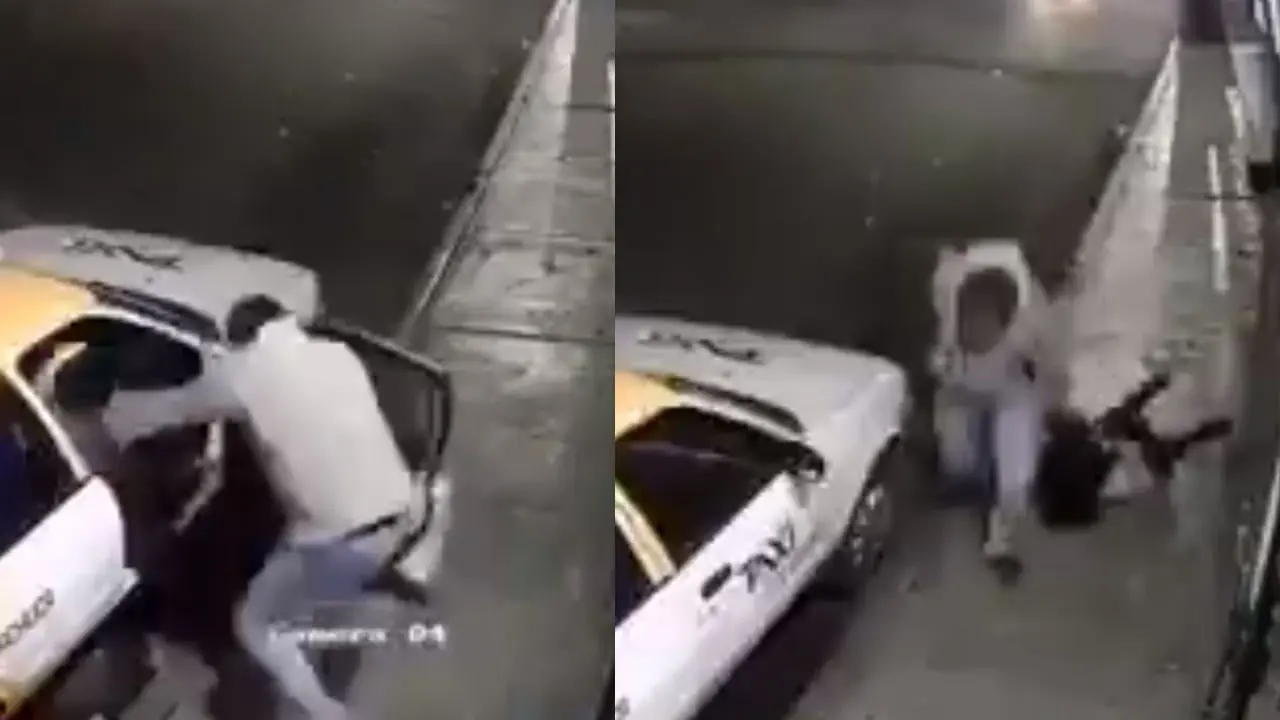 Taxista arrastra por la calle a mujer que intentaba escapar de sus golpes. Foto: captura de pantalla.