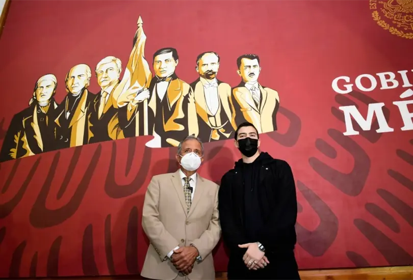 Causa pol&eacute;mica mural que incluye a AMLO junto a h&eacute;roes nacionales