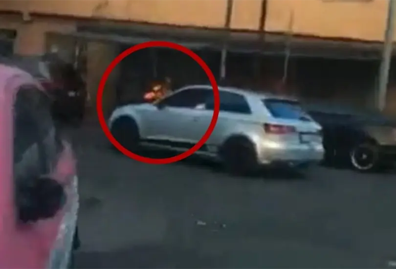 Conductor embiste a polic&iacute;a y se lo lleva sobre el cofre de su veh&iacute;culo