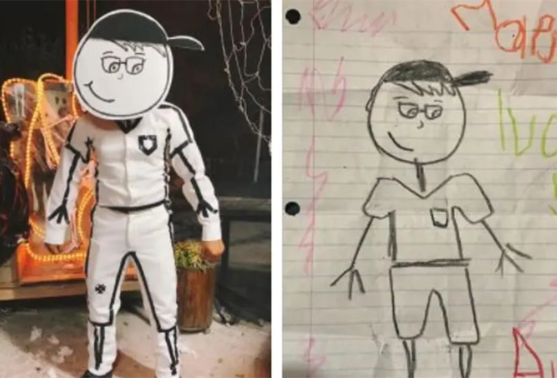 Maestro se disfraza del dibujo que le hizo su alumna de 4 a&ntilde;os antes de morir