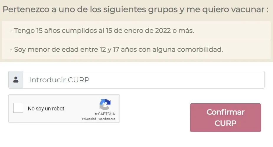 Registro vacuna 15 a 17 años. Foto: captura de pantalla.