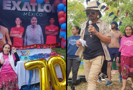 Mujer celebra sus 70 años con fiesta temática del Exatlón