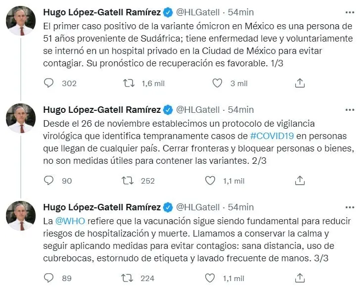 Gatell confirma primer caso de Ómicrón. Foto: especial.