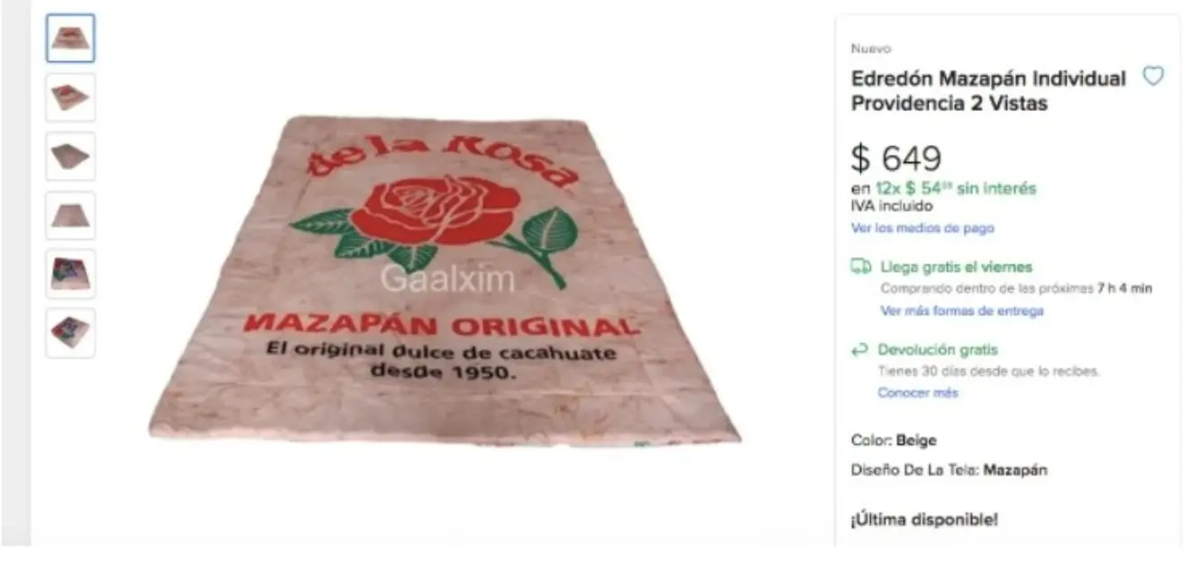 El edredón de colchas Providencia para cama individual tiene un costo de 649 pesos. Fuente: Mercado Libre