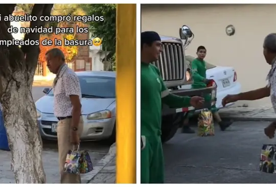 Abuelito le compra regalos a los recolectores de basura y les hace el día Abuelito le compra regalos a los recolectores de basura y les hace el día