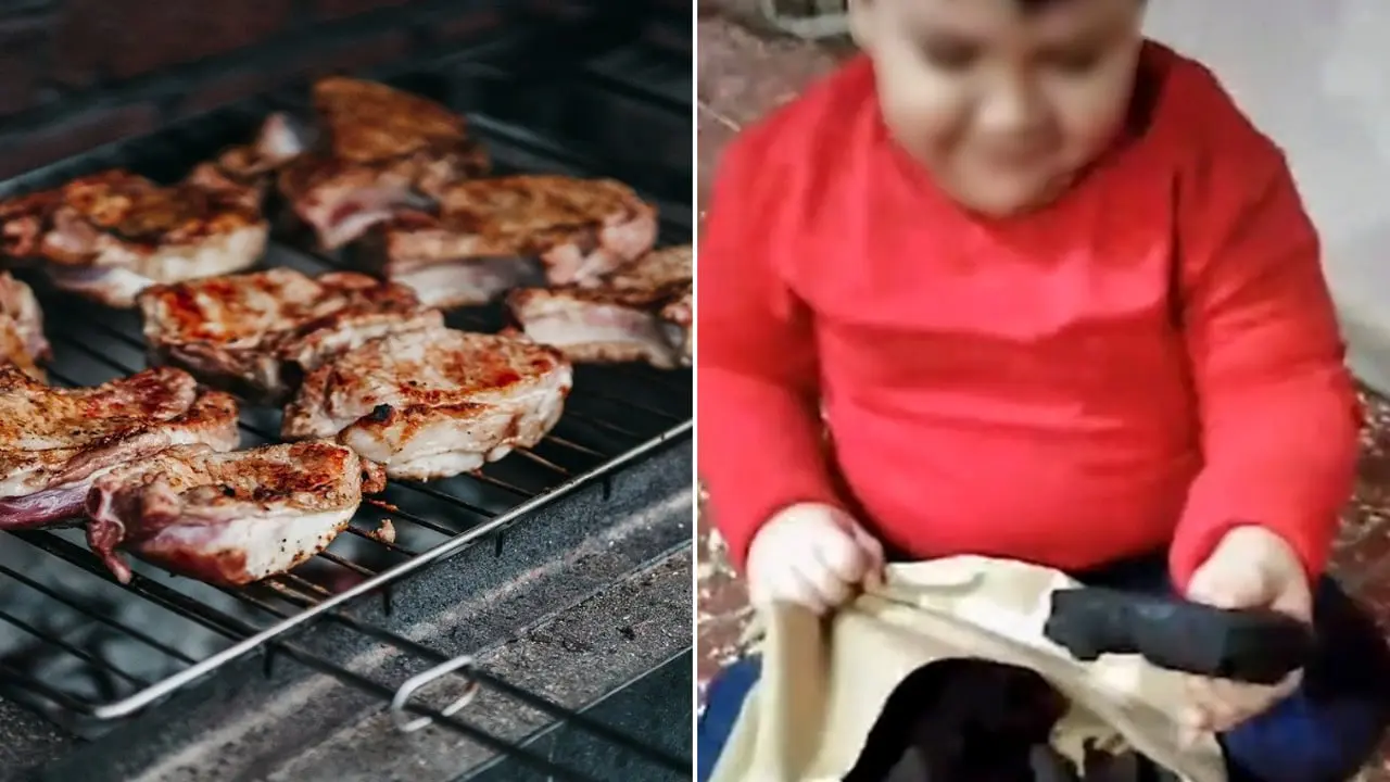 El niño se emocionó al pensar que podría hacer una carnita asada