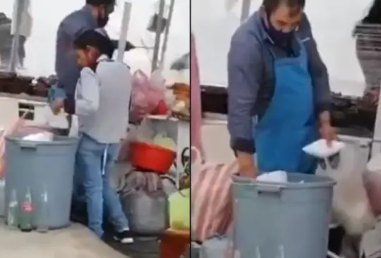 #VIDEO Exhiben a taqueros que reutilizan platos de la basura