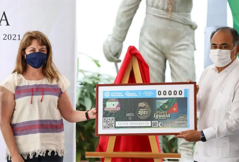 En Guerrero, develan billete de la Loter&iacute;a por el Bicentenario de la consumaci&oacute;n de la Independencia