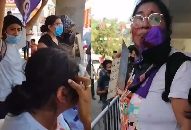 Presuntos simpatizantes de Salgado Macedonio agreden a feministas Presuntos simpatizantes de Salgado Macedonio agreden a feministas