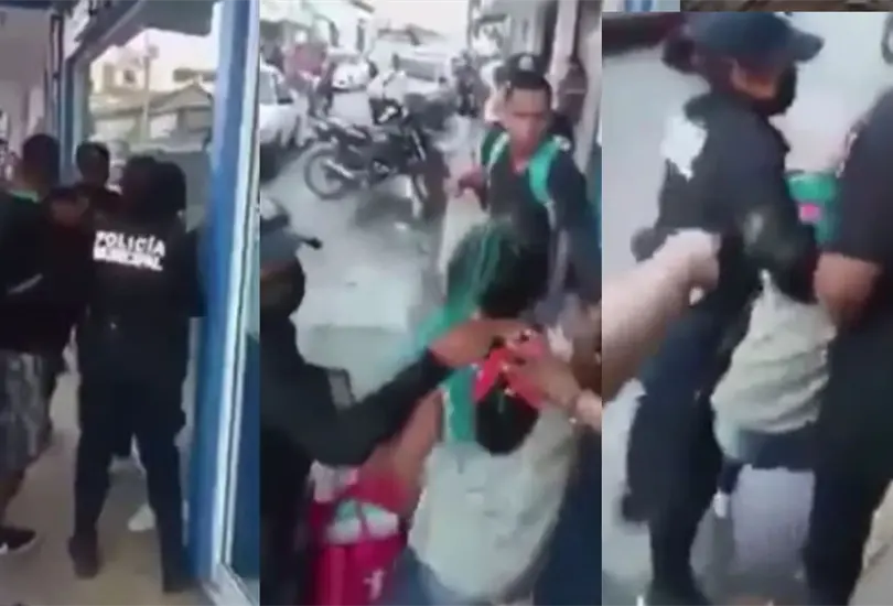Polic&iacute;as agreden a pareja por no usar cubrebocas y los corren 