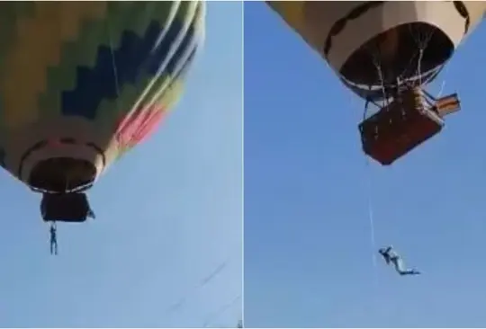 Hombre se salva de caer de globo aerostático en Teotihuacan