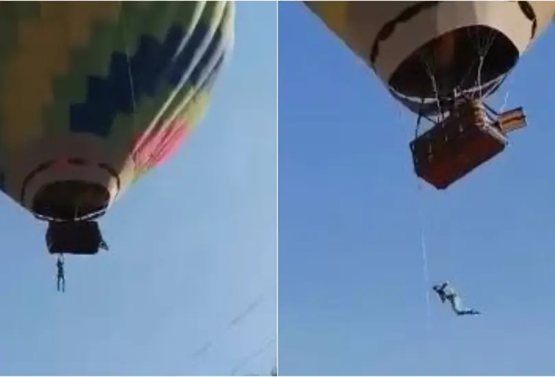 Hombre se salva de caer de globo aerost&aacute;tico en Teotihuacan
