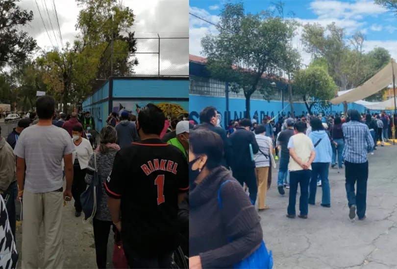 Denuncian largas filas y retrasos en sede de vacunaci&oacute;n de la GAM