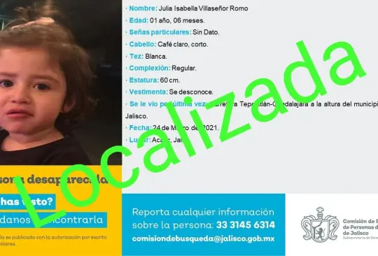 Encuentran con vida a bebé que desapareció con su familia en Jalisco Encuentran con vida a bebé que desapareció con su familia en Jalisco