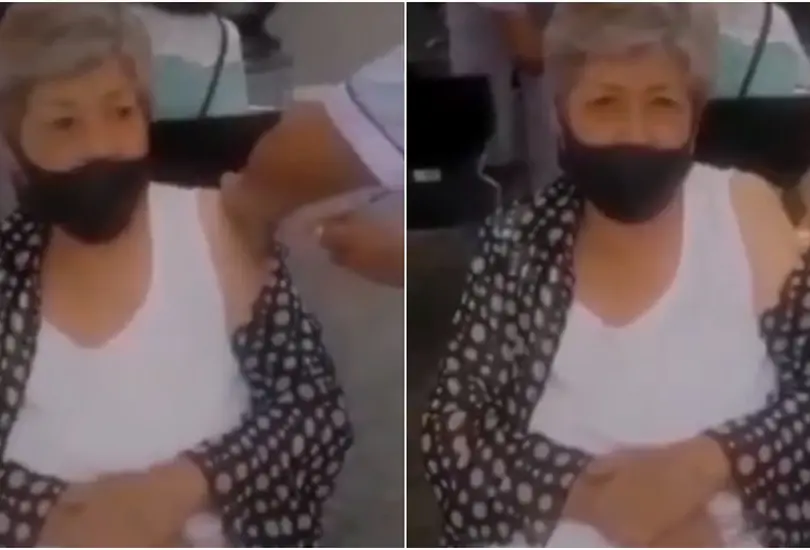 Exhiben a enfermera que simula vacunar contra el COVID-19 a una mujer en Puebla Exhiben a enfermera que simula vacunar contra el COVID-19 a una mujer en Puebla