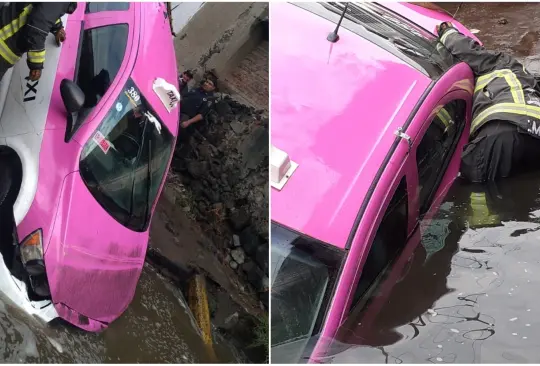 Se abre un socavón en la Ciudad de México y cae un taxi