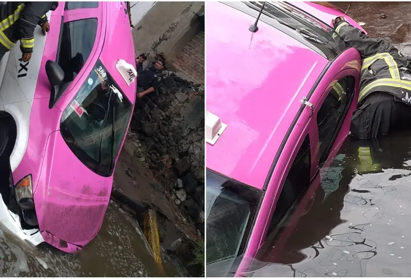 Se abre un socavón en la Ciudad de México y cae un taxi Se abre un socavón en la Ciudad de México y cae un taxi