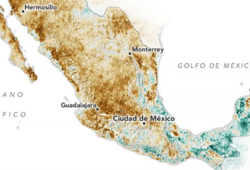 Im&aacute;genes de la NASA alertan sobre la gravedad de la sequ&iacute;a en M&eacute;xico