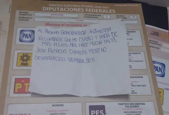 Familiares de personas desaparecidas usan las boletas para exigir justicia Familiares de personas desaparecidas usan las boletas para exigir justicia