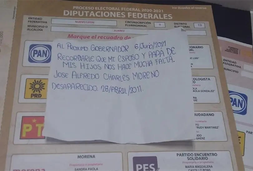 Familiares de personas desaparecidas usan las boletas para exigir justicia