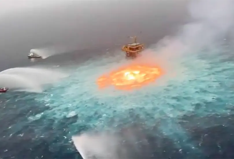 Pemex informa que no hubo heridos por incendio en ducto en el Golfo de M&eacute;xico
