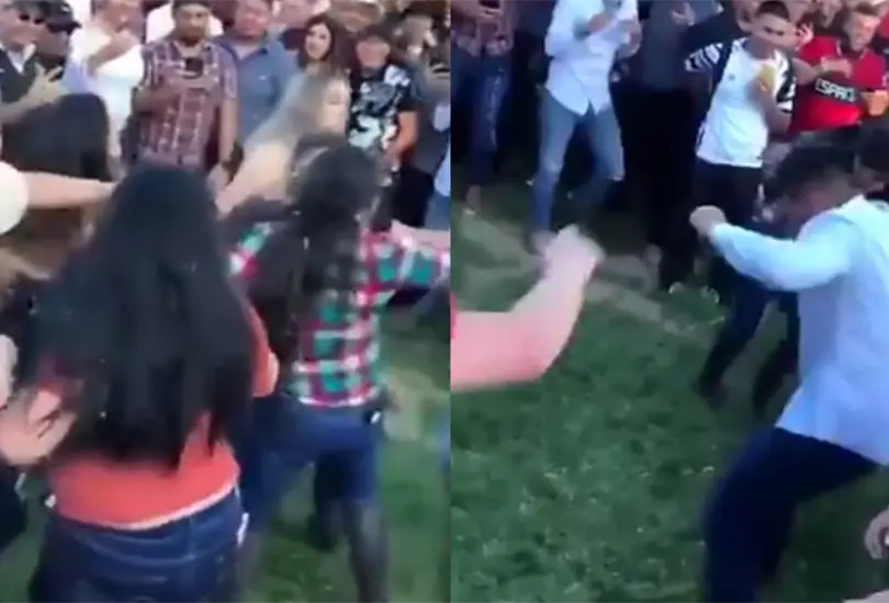 #VIDEO En plena pelea entre mujeres, hombre se pone a bailar para intentar detenerlas 