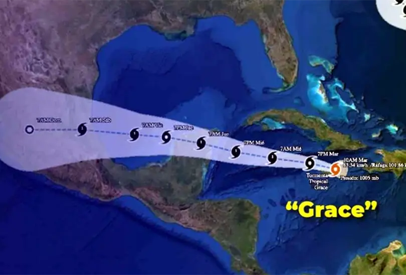 M&eacute;xico emite alerta por cicl&oacute;n Grace; se enfila hacia la pen&iacute;nsula de Yucat&aacute;n