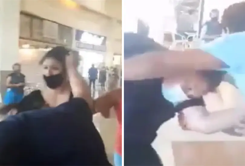 Captan en video ri&ntilde;a entre mujer y una guardia de seguridad 