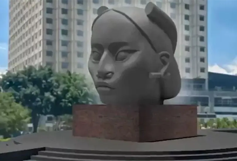 Muestran detalles de Tlalli, la escultura que sustituir&aacute; al Col&oacute;n en Reforma