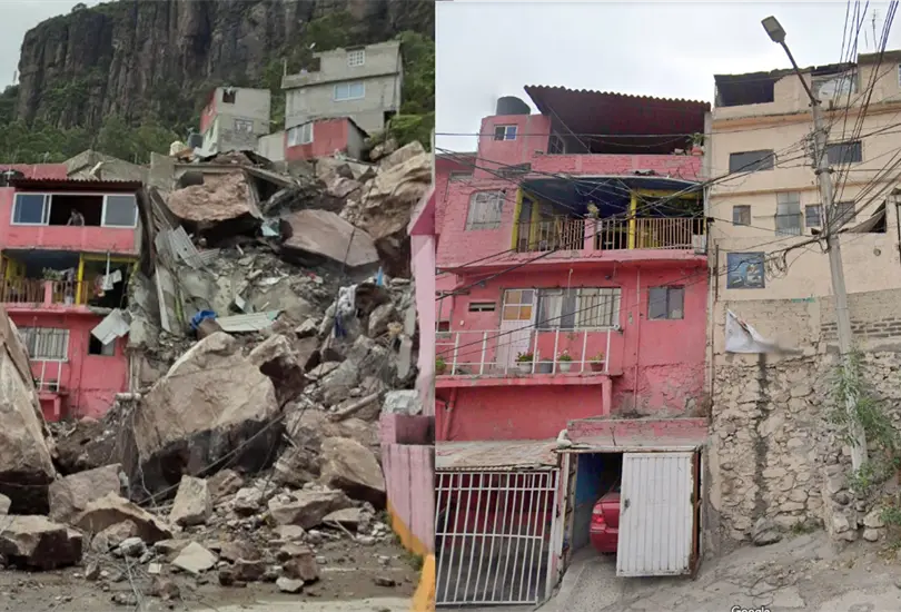 Difunden imágenes del antes y el después del derrumbe en el cerro del Chiquihuite Difunden imágenes del antes y el después del derrumbe en el cerro del Chiquihuite