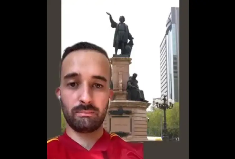 Tiktoker espa&ntilde;ol arremete contra M&eacute;xico y AMLO por retiro de estatua de Col&oacute;n
