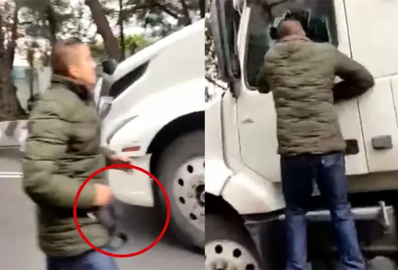Trailero embiste a taxistas que hac&iacute;an un bloqueo; lo frenan a cinturonazos