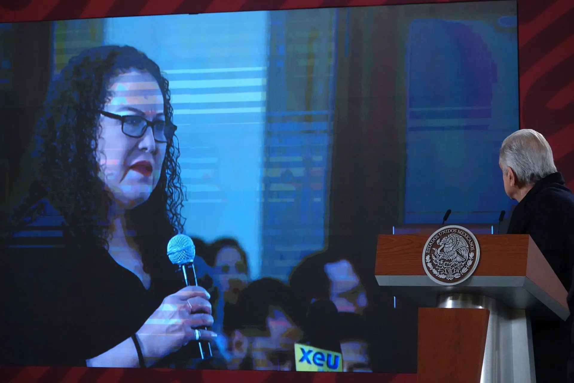 Lourdes Maldonado acudió a la conferencia de prensa de AMLO en marzo de 2019. Foto: Cuartoscuro.