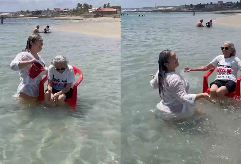 Nieta cumple sue&ntilde;o de su abuela de conocer el mar; video enternece las redes sociales