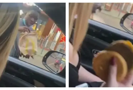 Empleado les avienta su hamburguesa a clientes que se quejaron por la tardanza Empleado les avienta su hamburguesa a clientes que se quejaron por la tardanza