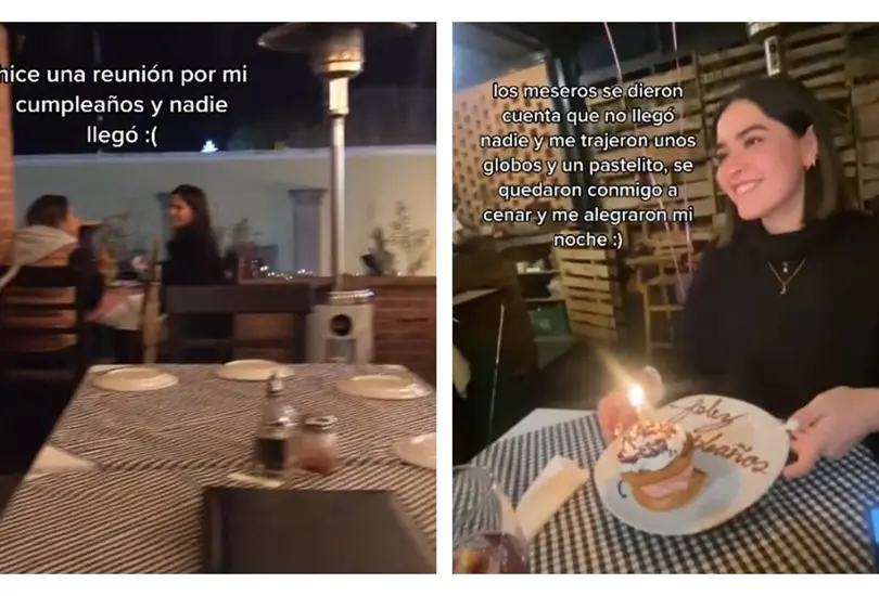 Amigos dejan plantada a una joven en su cumplea&ntilde;os y meseros le celebran 