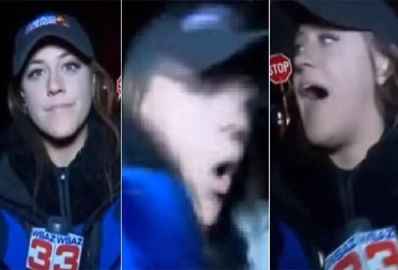 Atropellan a reportera en vivo, se levanta y sigue trabajando | VIDEO