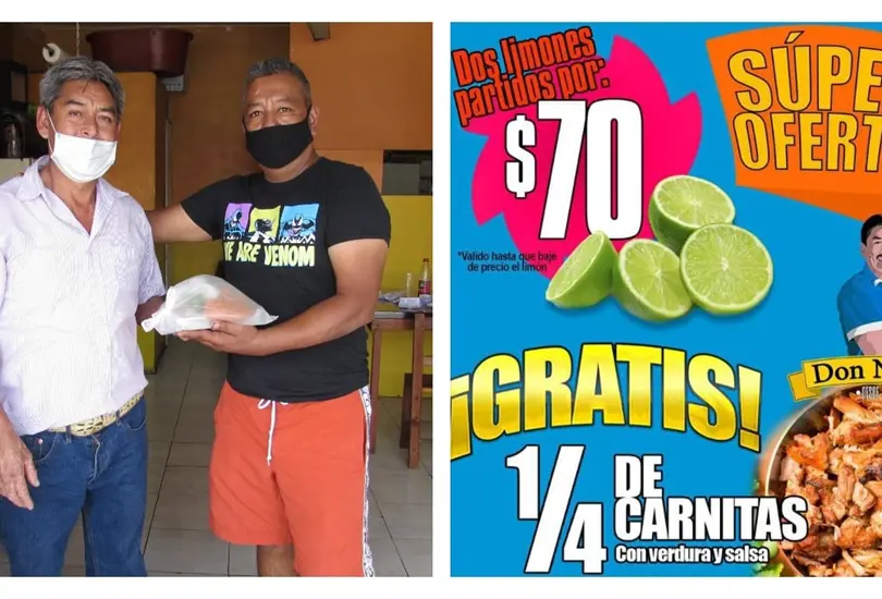 Taquer&iacute;a regala un cuarto de carnitas a sus clientes en la compra de dos limones